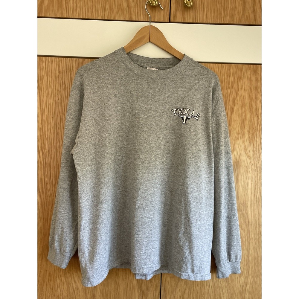 Vintage Texas University Longhorns Longsleeve Adult Shirt L Gray Delta Tag
